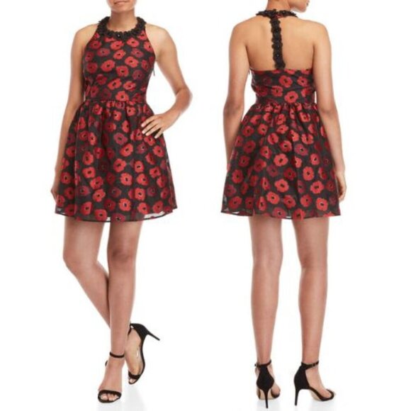 Kate Spade Poppy Jacquard Fit & Flare T Back Sleeveless Cocktail Mini Dress Sz 4 - Picture 1 of 11